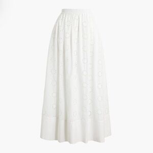 Eyelet midi skirt with elastic waistband.